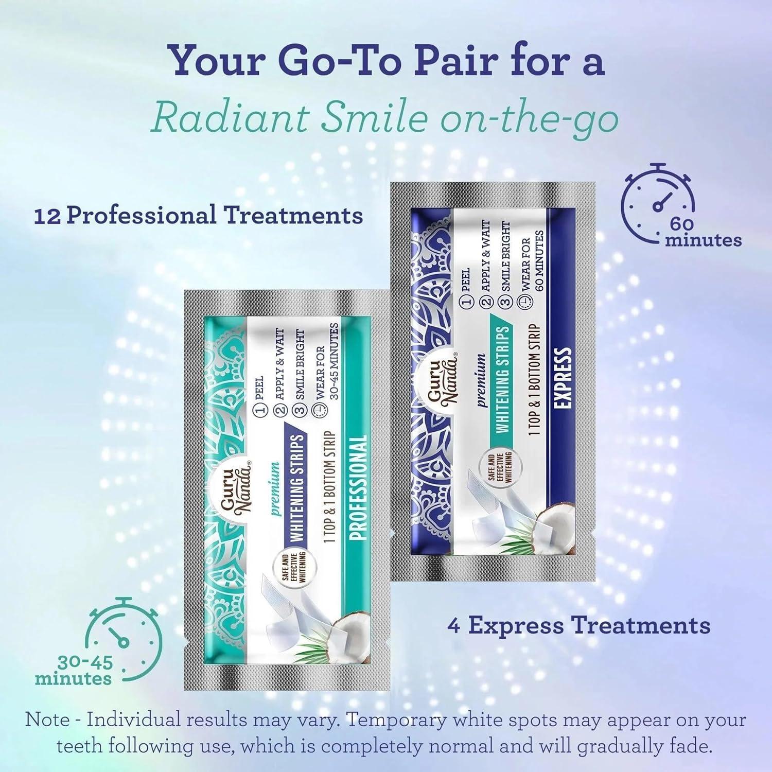imageGuruNanda Teeth Whitening Strips 16Day Treatment with NonSlip Dry Strip Technology Whitening Designed with Care for a Brighter Smile32 Count Pack of 1