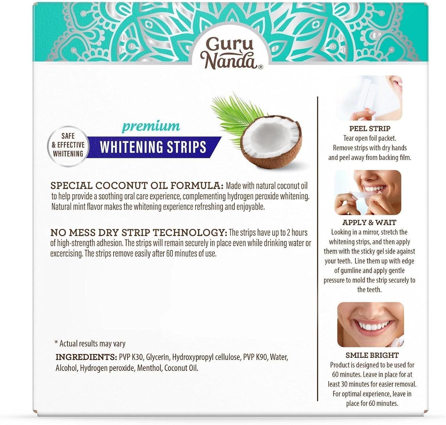 imageGuruNanda Teeth Whitening Strips 16Day Treatment with NonSlip Dry Strip Technology Whitening Designed with Care for a Brighter Smile32 Count Pack of 1