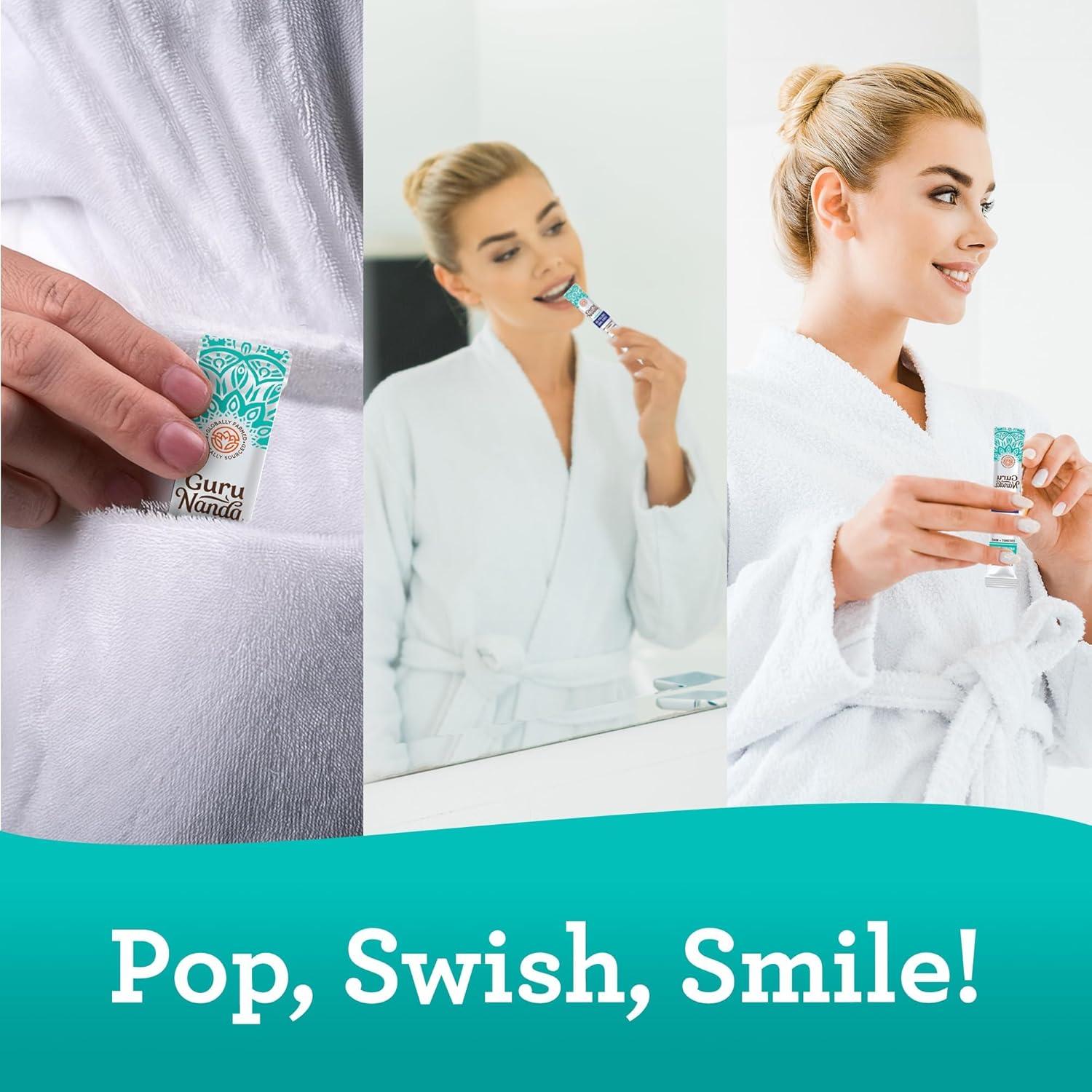 imageGuruNanda Travel Sachets Coconut Oil Pulling Fresh Breath Mouthwash 7 Essential Oils ampamp Vitamins for Happy Teeth ampamp Gums 7 Sachets034 Fl Oz Pack of 7