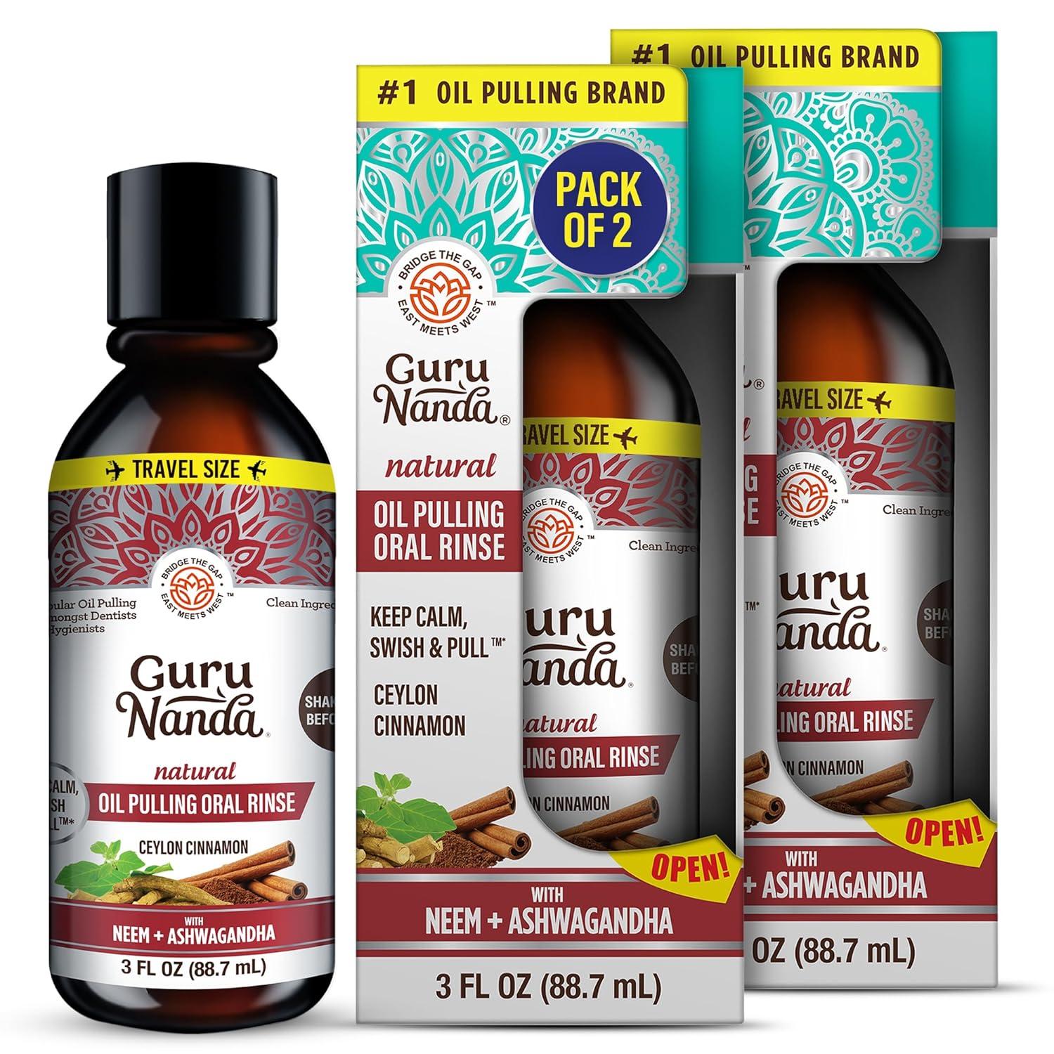 imageGuruNanda Travel Size CocoMint Oil Pulling Mouthwash 7 Essential Oils ampamp Vitamins Promotes Fresh Breath ampamp Happy Gums No Alcohol ampamp Fluoride 3 ozNeemAshwagandha