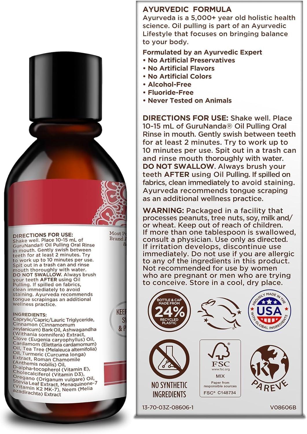 imageGuruNanda Travel Size CocoMint Oil Pulling Mouthwash 7 Essential Oils ampamp Vitamins Promotes Fresh Breath ampamp Happy Gums No Alcohol ampamp Fluoride 3 ozNeemAshwagandha