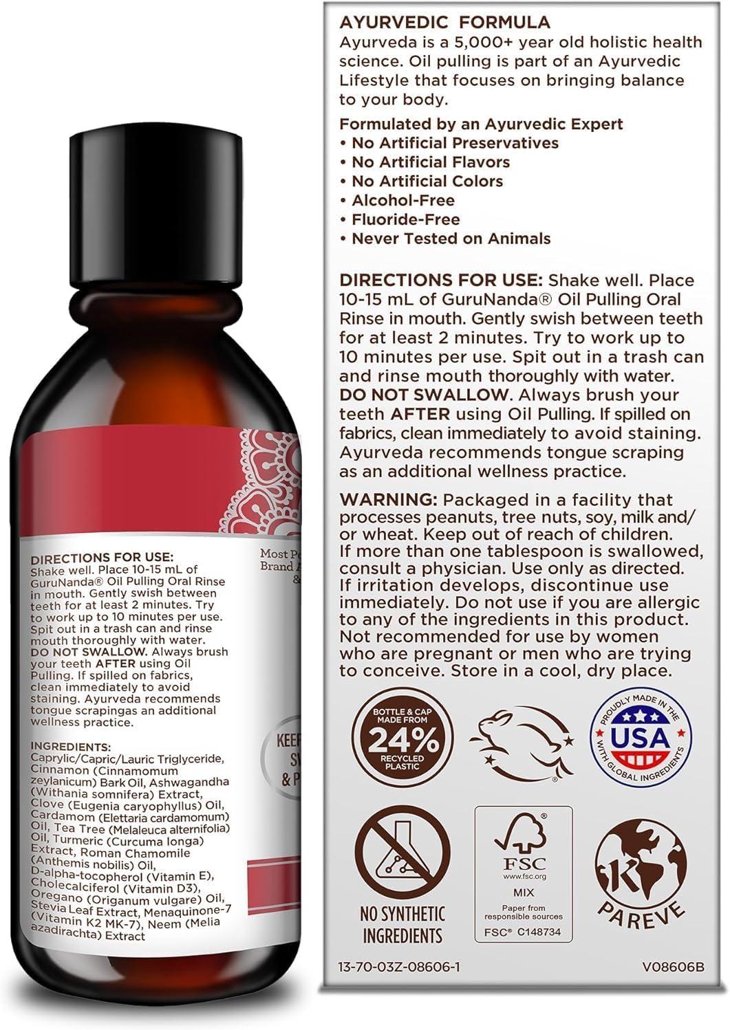 imageGuruNanda Travel Size CocoMint Oil Pulling Mouthwash 7 Essential Oils ampamp Vitamins Promotes Fresh Breath ampamp Happy Gums No Alcohol ampamp Fluoride 3 ozNeemAshwagandha