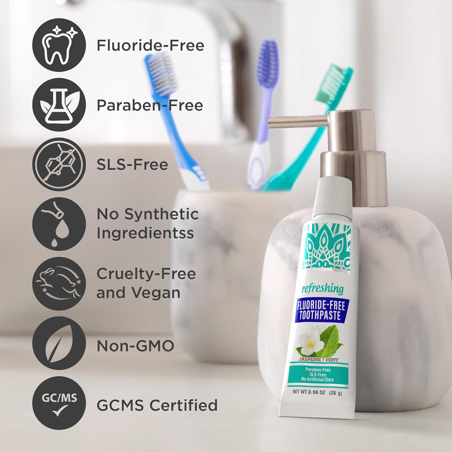 imageGuruNanda Travel Toothpaste with Hydroxyapatite Travel Size Toothpaste with Xylitol Whitens Teeth ampamp Freshens Breath TSAFriendly ampamp SLSFree Jasmine Mint Flavor 098 Oz