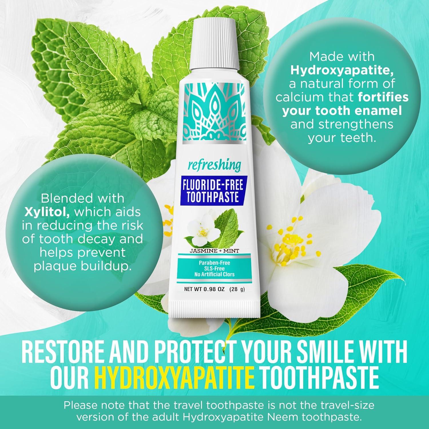 imageGuruNanda Travel Toothpaste with Hydroxyapatite Travel Size Toothpaste with Xylitol Whitens Teeth ampamp Freshens Breath TSAFriendly ampamp SLSFree Jasmine Mint Flavor 098 Oz