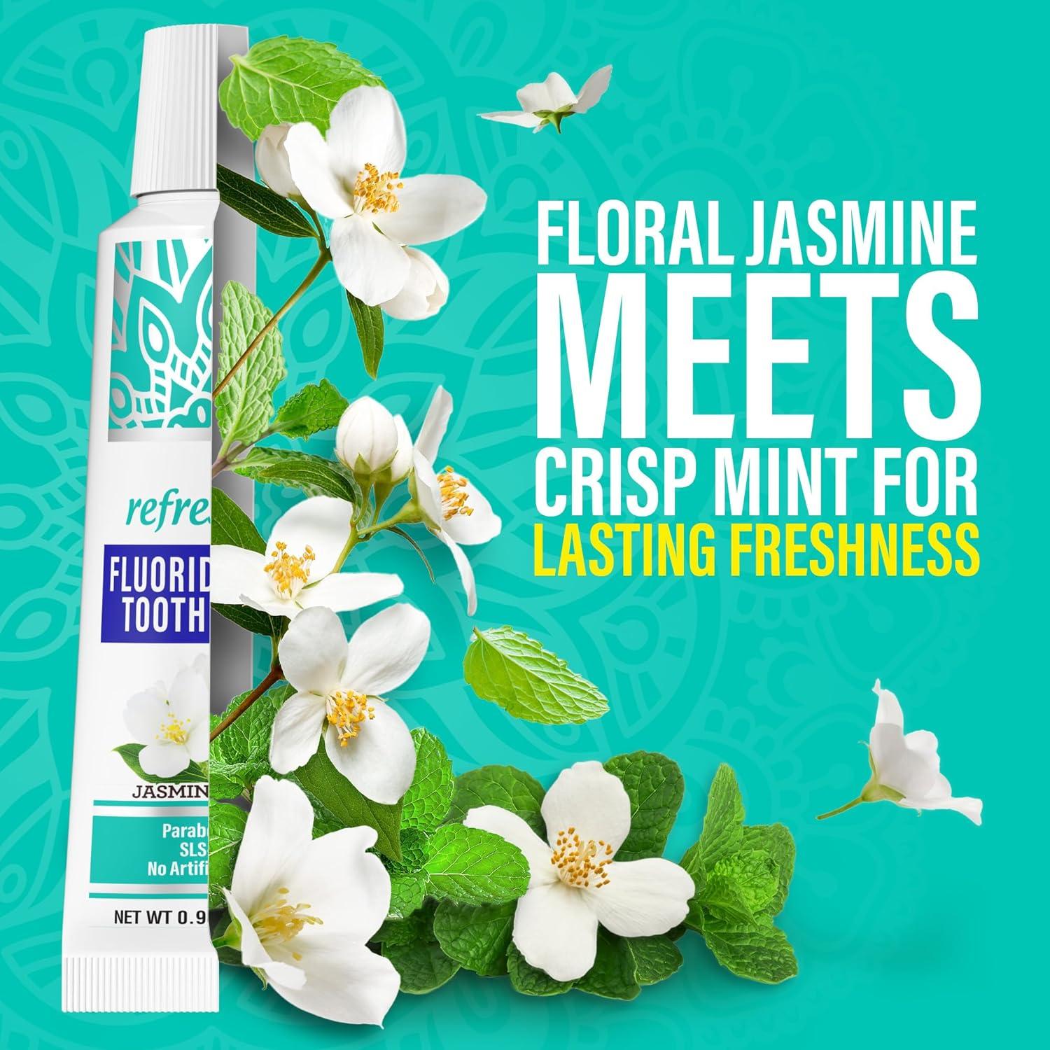 imageGuruNanda Travel Toothpaste with Hydroxyapatite Travel Size Toothpaste with Xylitol Whitens Teeth ampamp Freshens Breath TSAFriendly ampamp SLSFree Jasmine Mint Flavor 098 Oz
