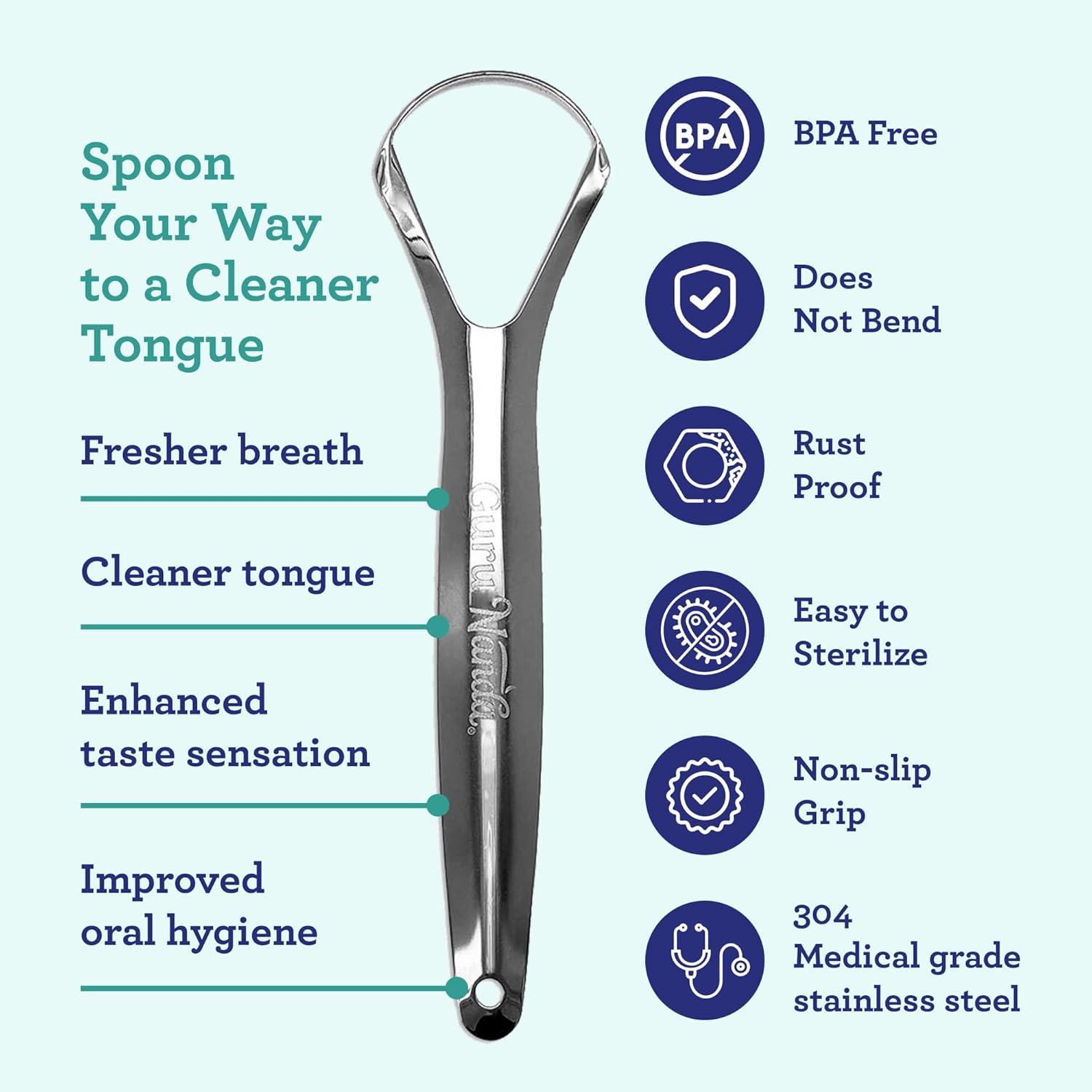 imageGuruNanda TravelFriendly Oral Care Kit 1 Butter on Gums Toothbrush 1 Tongue Scraper 4 DualAction Floss Picks 1 Coconut ampamp Mint Oil Pulling SachetTeal