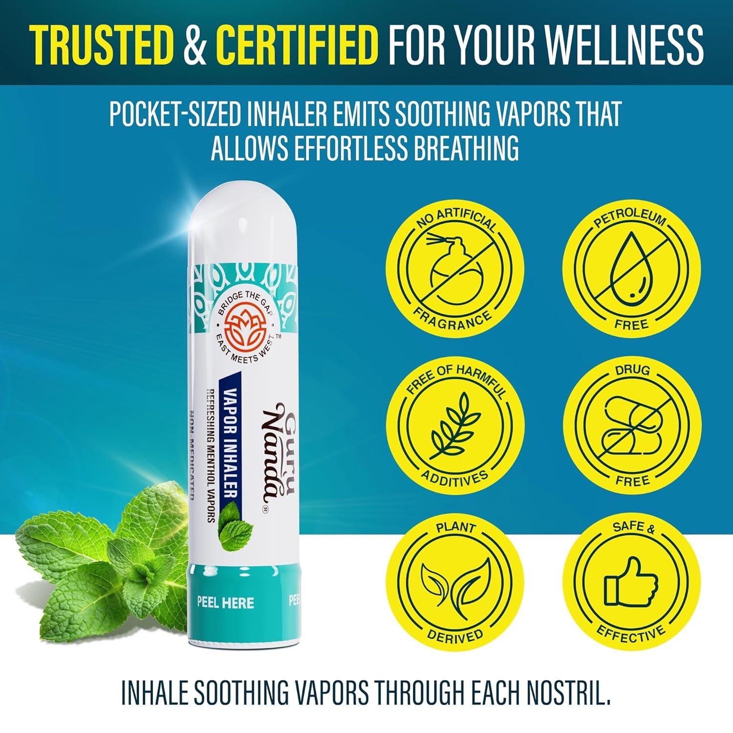 imageGuruNanda Vapor Inhaler Nasal Stick with Essential Oils for Soothing Relief Helps Clear Nasal Passages ampamp Ease Stuffiness NonMedicated 1 Count