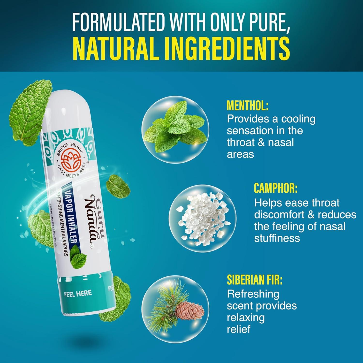 imageGuruNanda Vapor Inhaler Nasal Stick with Essential Oils for Soothing Relief Helps Clear Nasal Passages ampamp Ease Stuffiness NonMedicated 1 Count