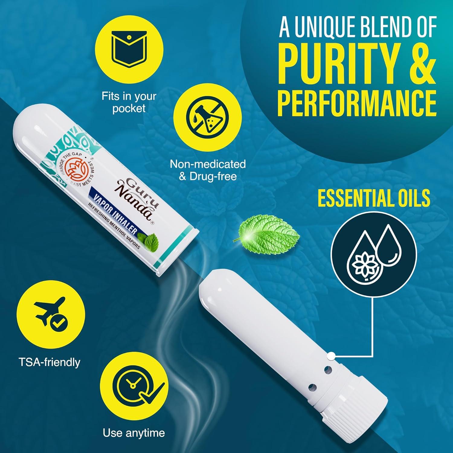 imageGuruNanda Vapor Inhaler Nasal Stick with Essential Oils for Soothing Relief Helps Clear Nasal Passages ampamp Ease Stuffiness NonMedicated 1 Count
