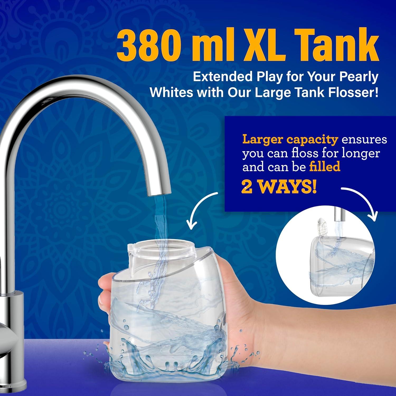imageGuruNanda Water Dental Flosser 20 XL 380ML Large Tank 4 Flossing Modes Cordless ampamp Portable with Smart Timer for Deep Cleaning ampamp Happy Gums WhiteLavender