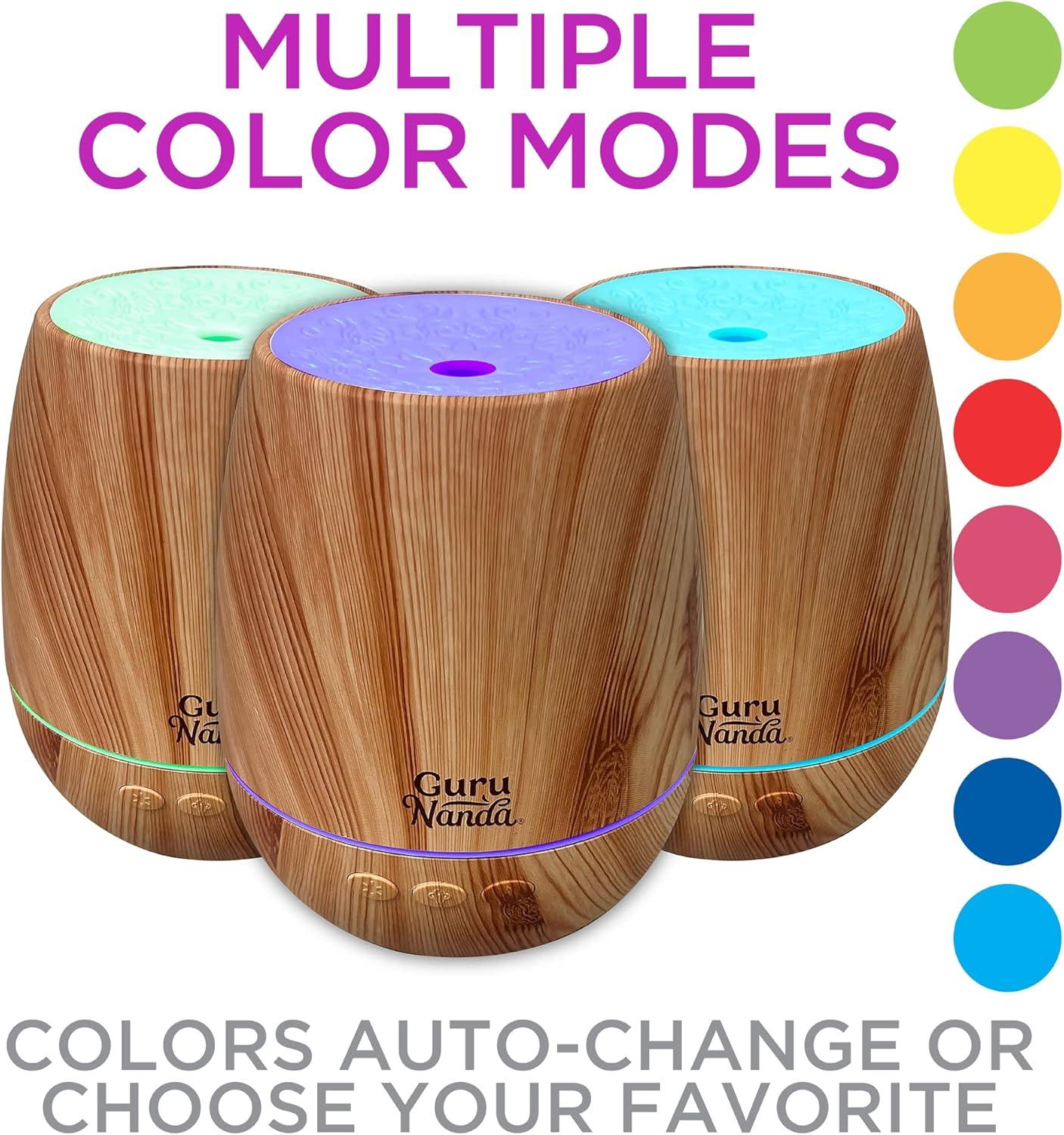 imageGuruNanda Woodsy Ultrasonic Diffuser ampamp Cool Mist Humidifier Aromatherapy Diffuser with Auto ShutOff 7 LED Lights ampamp 5 Modes Perfect for Spa Yoga Office ampamp Large Room Helps to Relax 150 mL