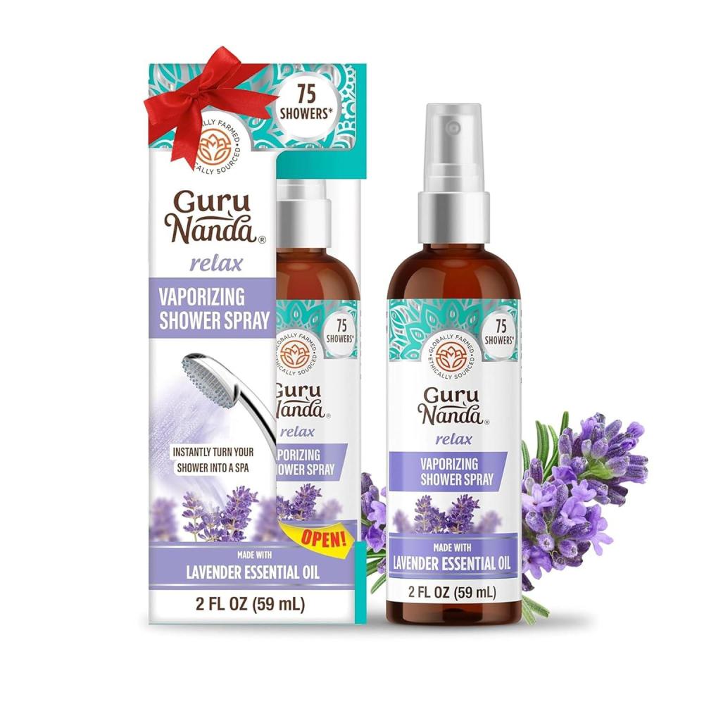 imageGuruNanda Breathe Vaporizing Shower Spray Natural Spa Mist ampamp Room Spray with Eucalyptus ampamp Basil for Congestion Aid ampamp Support Mental Clarity 2 fl ozLavender