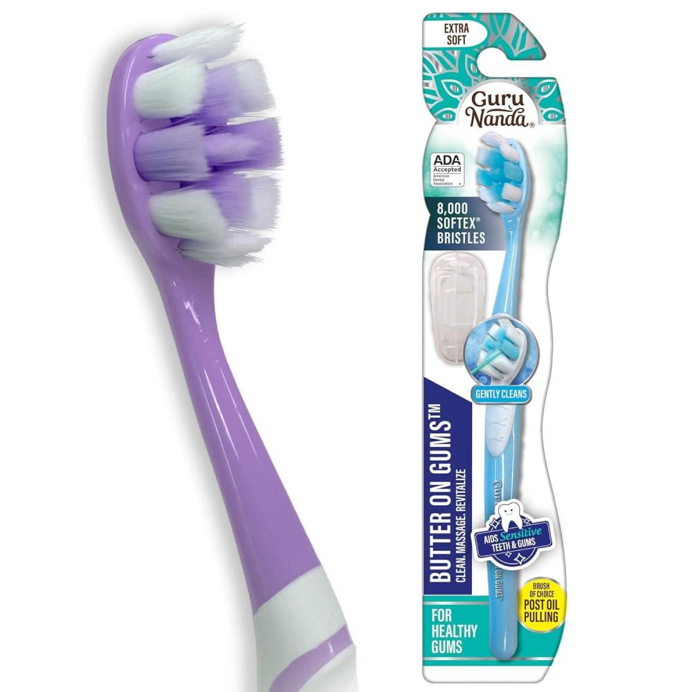 imageGuruNanda Butter On Gums Toothbrush ADA Accepted With 8000 Ultra Soft Softex Bristles for Sensitive ampamp Receding Gums Perfect for Whiter Teeth 6 CtMulticolor