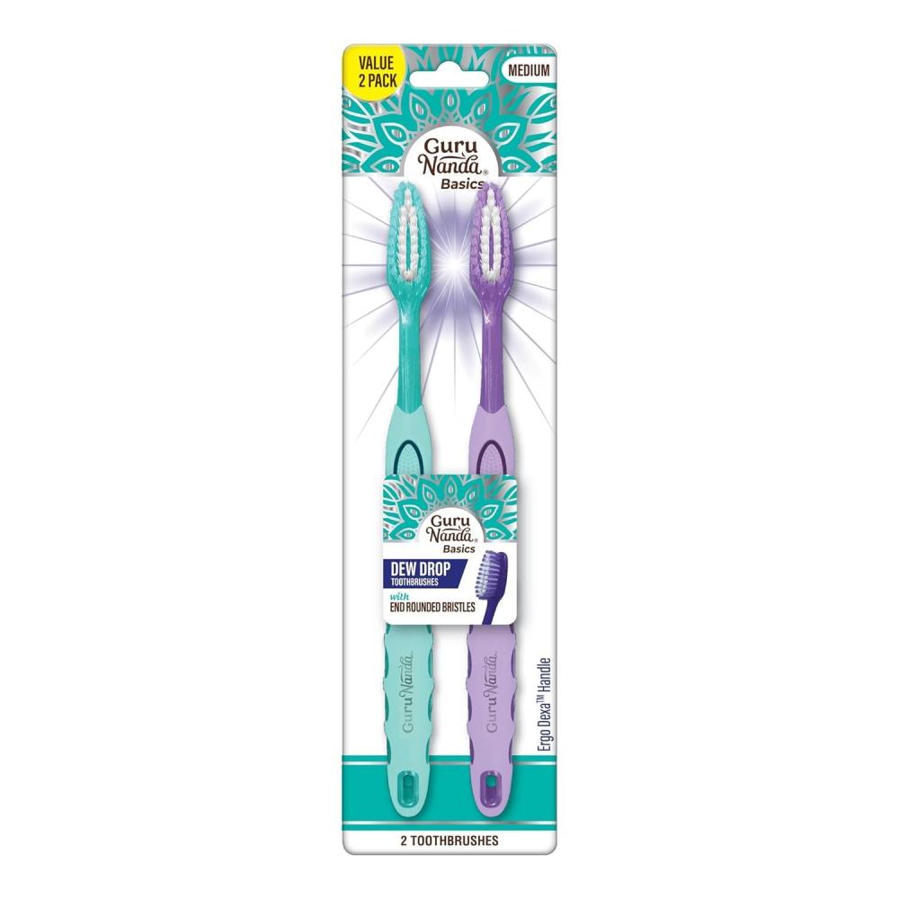 imageGuruNanda Dew Drop Toothbrushes Medium Bristles for Deep Cleaning Gentle on Teeth ampamp Gums Ideal for Kids ampamp Adults Pack of 2