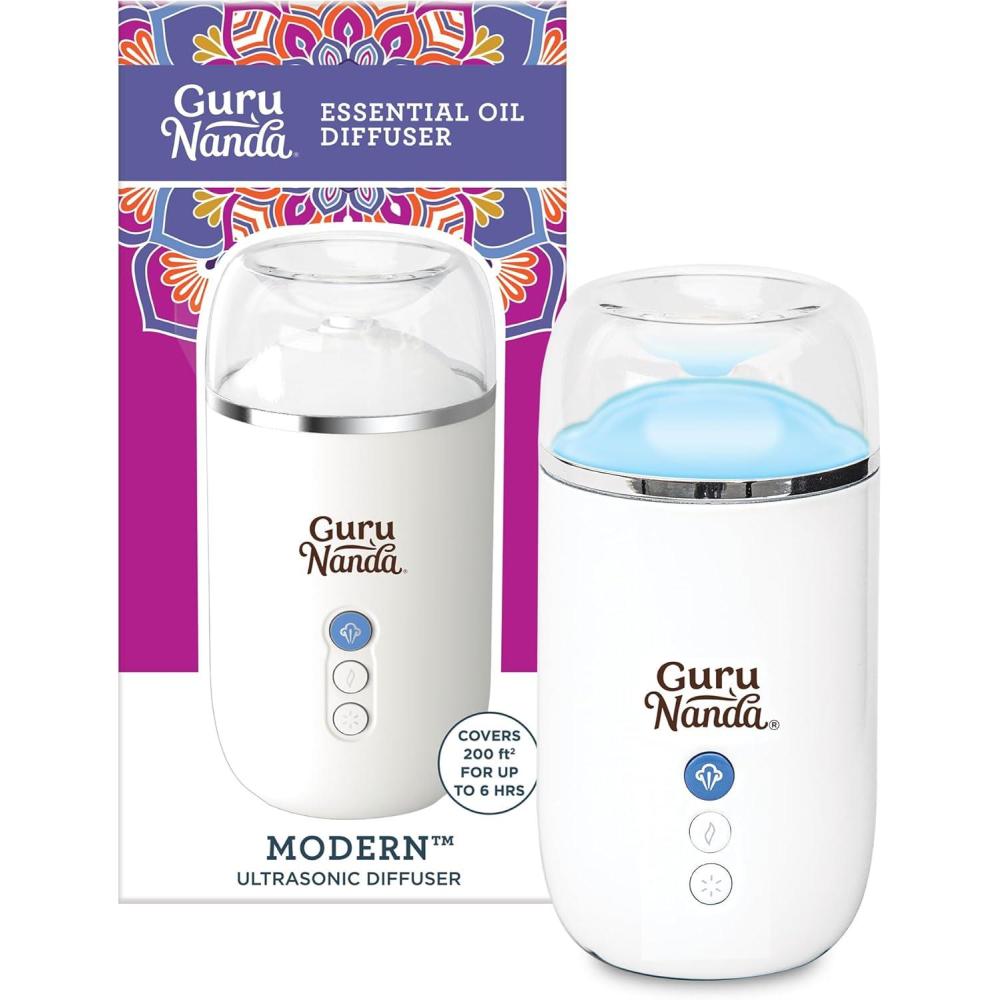 imageGuruNanda Essential Oil Diffuser 100 ML Modern Aromatherapy Ultrasonic Diffuser Runs Up to 6 Hours with Auto Shut Off Cool Mist Humidifier with 7 LED Lights ampamp Turbo Mode