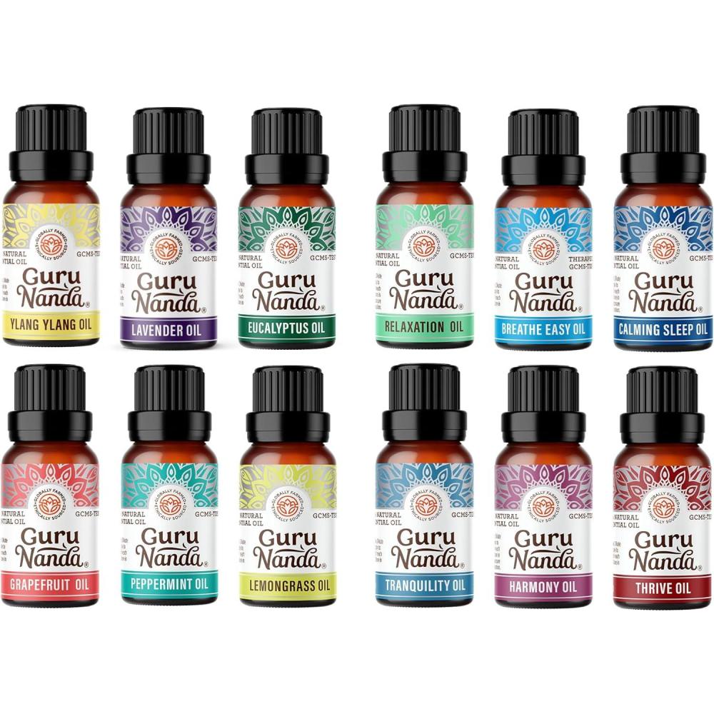 imageGuruNanda Essential Oils Set for Diffusers Set of 6 Single Essential Oils and Set of 6 Essential Oil Blends