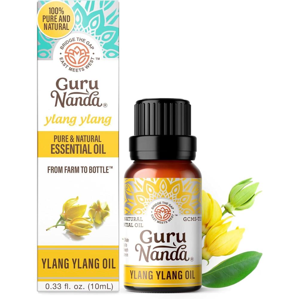 imageGuruNanda Eucalyptus Essential Oil 100 Pure Natural and Undiluted Aromatherapy Oil for Diffusers Enhances Your Breathing Space Perfect for Massages 2X05 Fl OzYlang Ylang