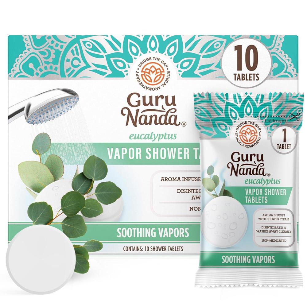 imageGuruNanda Eucalyptus Vapor Shower Tablets CleanDissolving Aromatherapy Shower Steamers with Eucalyptus ampamp Menthol Promotes Relaxation Ideal for Gifting 30 CountPack of 1