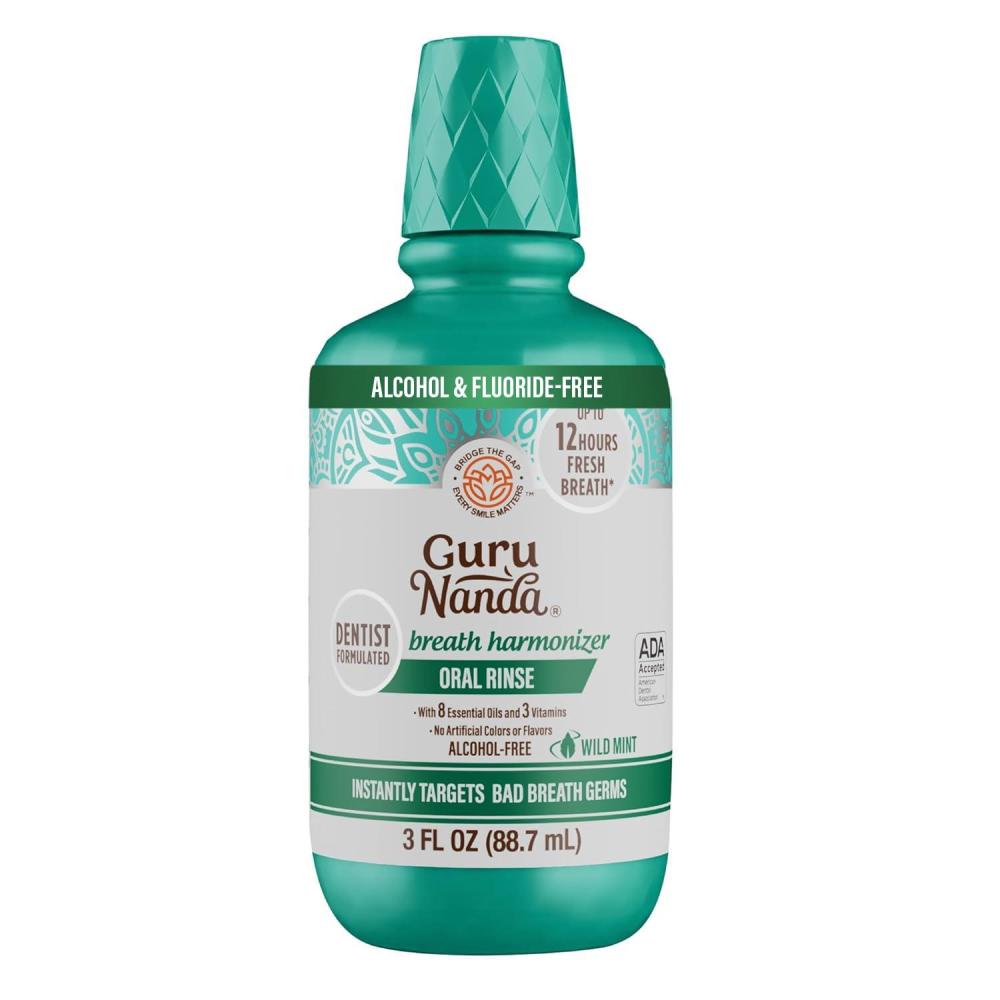 imageGuruNanda Fresh Breath Mouthwash ADAAccepted Alcohol ampamp FluorideFree Sodium Chlorite Essential Oils ampamp Vitamins 12Hrs Fresh Breath Wild Mint 3 oz3 Fl Oz Pack of 1