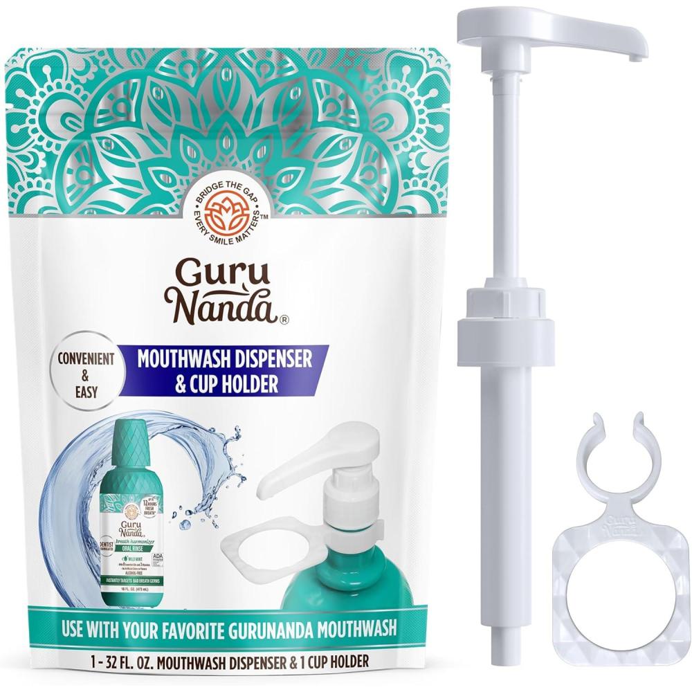 imageGuruNanda Mouthwash Dispenser Pump Made for GuruNanda 33 oz and 16 Oz Mouthwashes Spillproof ampamp Leakproof Locking Mechanism FoodGrade Material BPA ampamp PFASFree