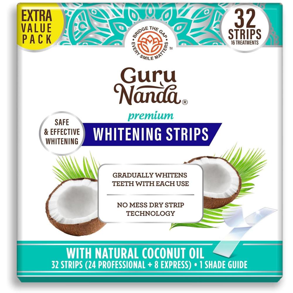 imageGuruNanda Teeth Whitening Strips  16Day Treatment with NonSlip Dry Strip Technology  Whitening Designed with Care for a Brighter Smile32 Count Pack of 1