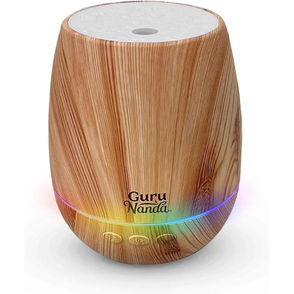 imageGuruNanda Woodsy Ultrasonic Diffuser ampamp Cool Mist Humidifier Aromatherapy Diffuser with Auto ShutOff 7 LED Lights ampamp 5 Modes Perfect for Spa Yoga Office ampamp Large Room Helps to Relax 150 mL