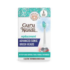 GuruNanda Advanced Replacement Sonic Brush Head, Compatible with Pressure Sensor Sonic Toothbrush Handles, Soft Bristles for Effective Cleaning – Pack of 6