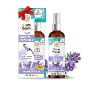 GuruNanda Breathe Vaporizing Shower Spray, Natural Spa Mist & Room Spray with Eucalyptus & Basil for Congestion Aid & Support Mental Clarity, 2 fl oz(Lavender)