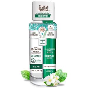 GuruNanda Dual Barrel Breath Harmonizer Mouthwash – Freshens Breath – Alcohol & Fluoride Free with Sodium Chlorite & Essential Oils – Wild Mint Flavor, 20 Fl Oz(20 Fl Oz (Pack of 1))