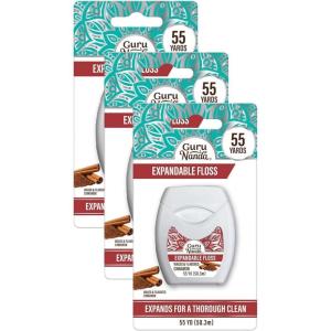 GuruNanda Expandable Waxed Dental Floss for Gentle, Deep Cleaning Wide Teeth Flossing – Peppermint Flavor – 55 Yards(Cinnamon)