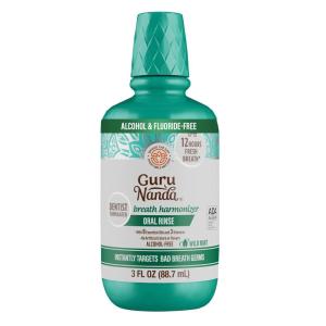 GuruNanda Fresh Breath Mouthwash, ADA-Accepted, Alcohol & Fluoride-Free, Sodium Chlorite, Essential Oils & Vitamins, 12-Hrs Fresh Breath, Wild Mint, 3 oz(3 Fl Oz (Pack of 1))