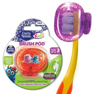 GuruNanda Kids Toothbrush Protector, Ventilated Brush Pod Clip-On Cover to Fit Most Kids Toothbrushes, Natural Essential Oil Vapor Wick, Colors May Vary, 1 Count