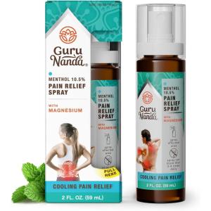 GuruNanda Menthol Pain Relief Spray with Magnesium – 10.5% Menthol Cooling Spray for Soothing, Targeted Relief – 2 oz(Pack of 1)