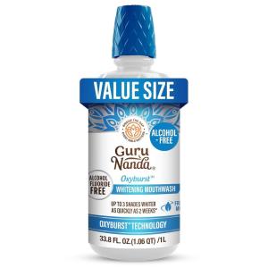 GuruNanda Oxyburst Teeth Whitening Mouthwash – Alcohol & Fluoride Free, with Hydrogen Peroxide & 7 Essential Oils, for On-The-Go Freshness, TSA Friendly, Wild Mint, 3 fl oz(33.8 Fl Oz (Pack of 1))