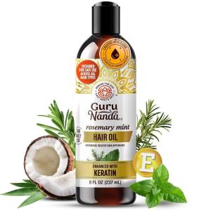 GuruNanda Rosemary Mint for Hair Growth with Keratin & Vitamin E Oil – Encourages Scalp, Shine & Hair Strengthening- 100% Natural, Cruelty-Free, 2oz(8 Fl Oz (Pack of 1))