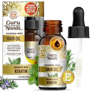 GuruNanda Rosemary Mint for Hair Growth with Keratin & Vitamin E Oil – Encourages Scalp, Shine & Hair Strengthening- 100% Natural, Cruelty-Free, 2oz(2 Fl Oz (Pack of 1))