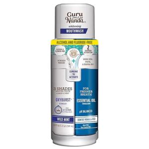 GuruNanda Teeth Whitening Dual Barrel Oxyburst Mouthwash – Alcohol & Fluoride Free, Hydrogen Peroxide to Promote Whiter Teeth – Wild Mint – 32 Fl Oz(Whitening Mouthwash – 20floz (Pack of 1))