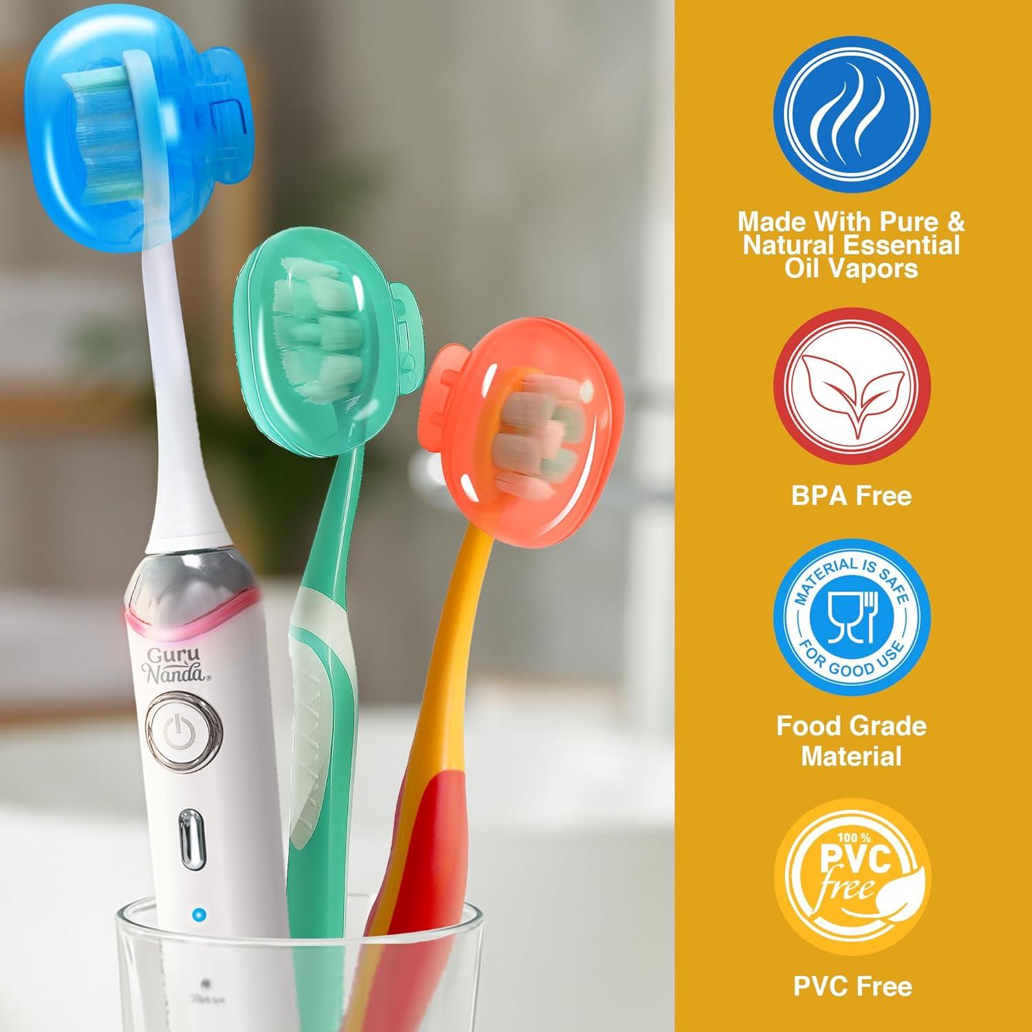 imageGuruNanda Brush Pods Toothbrush Cover for Manual ampamp Electric Toothbrush Keeps Toothbrush Fresh ampamp Clean Travel Accessories with Natural Essential Oil Vapors 1 PackPack of 3