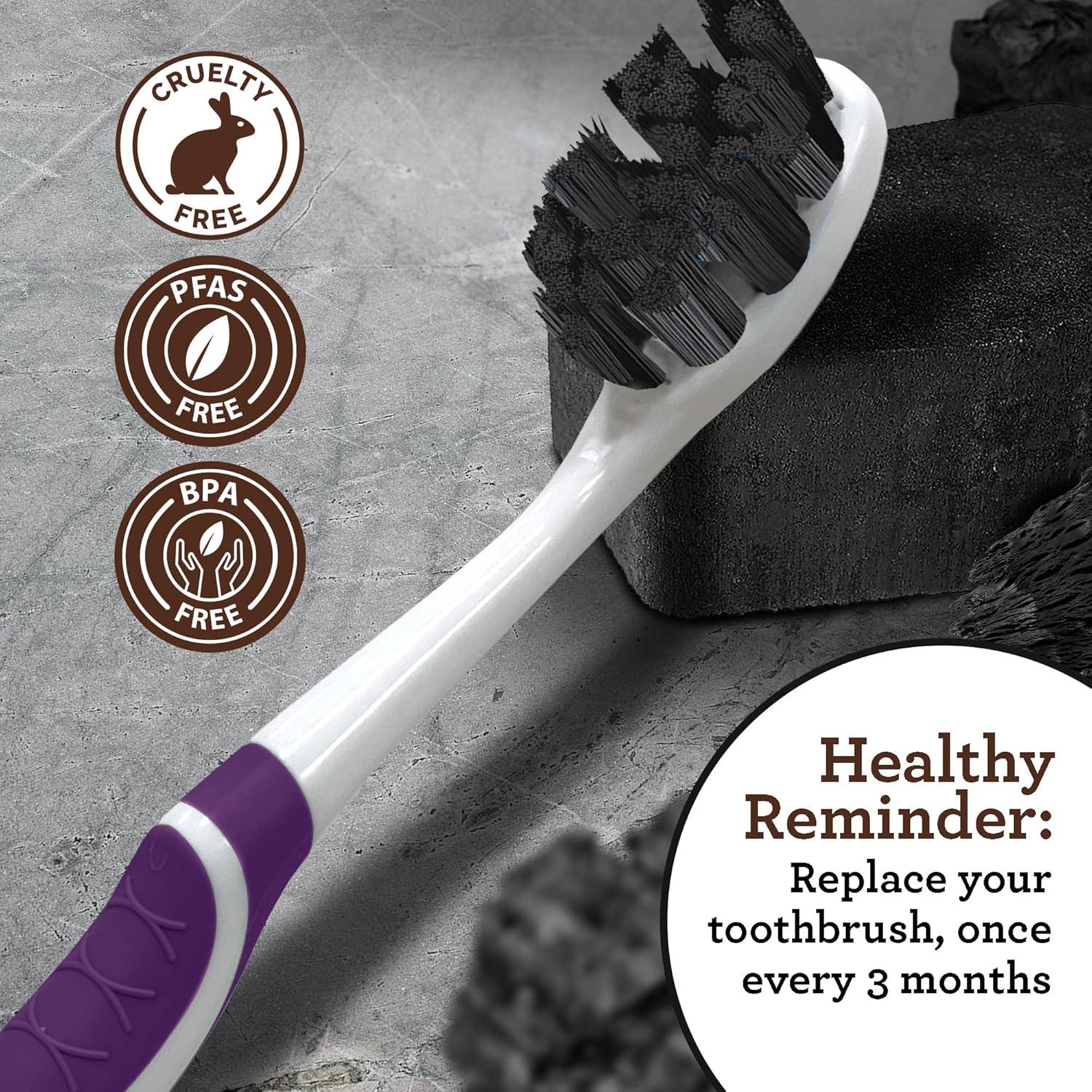 imageGuruNanda Butter on Gums Charcoal Toothbrush 8000 Softex Bristles for Sensitive Teeth ampamp Gums Aids in Teeth Whitening Extra Soft 1 CountCharcoal