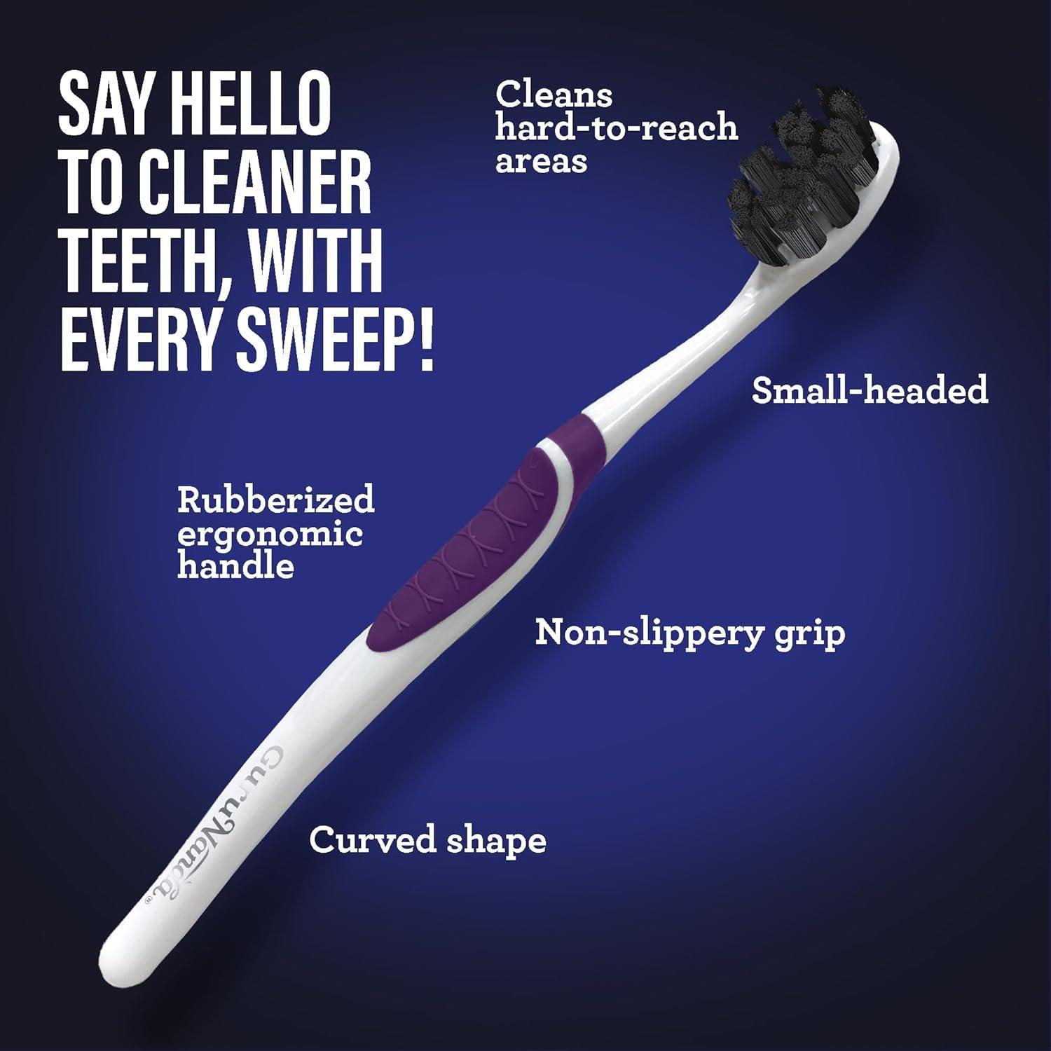 imageGuruNanda Butter on Gums Charcoal Toothbrush 8000 Softex Bristles for Sensitive Teeth ampamp Gums Aids in Teeth Whitening Extra Soft 1 CountCharcoal