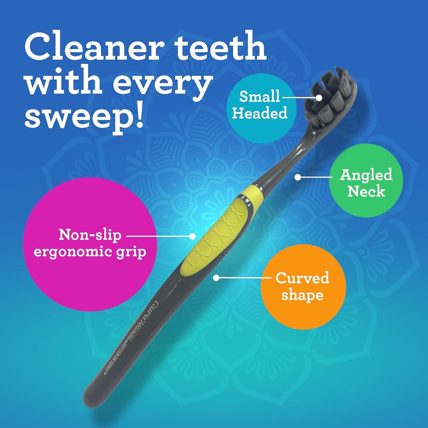 imageGuruNanda Butter on Gums Charcoal Toothbrush 8000 Softex Bristles for Sensitive Teeth ampamp Gums Aids in Teeth Whitening Extra Soft 1 CountCharcoal