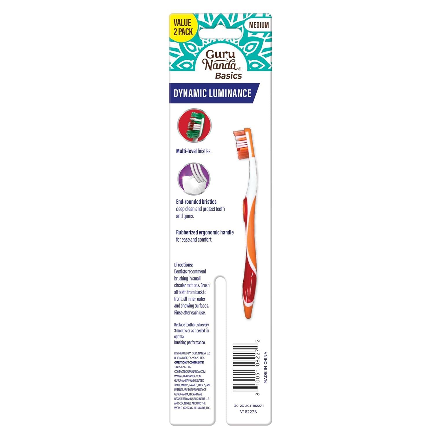 imageGuruNanda Dynamic Luminance Toothbrushes Medium Bristles for Plaque Removal Gentle on Teeth ampamp Gums Ideal for Kids ampamp Adults Pack of 2