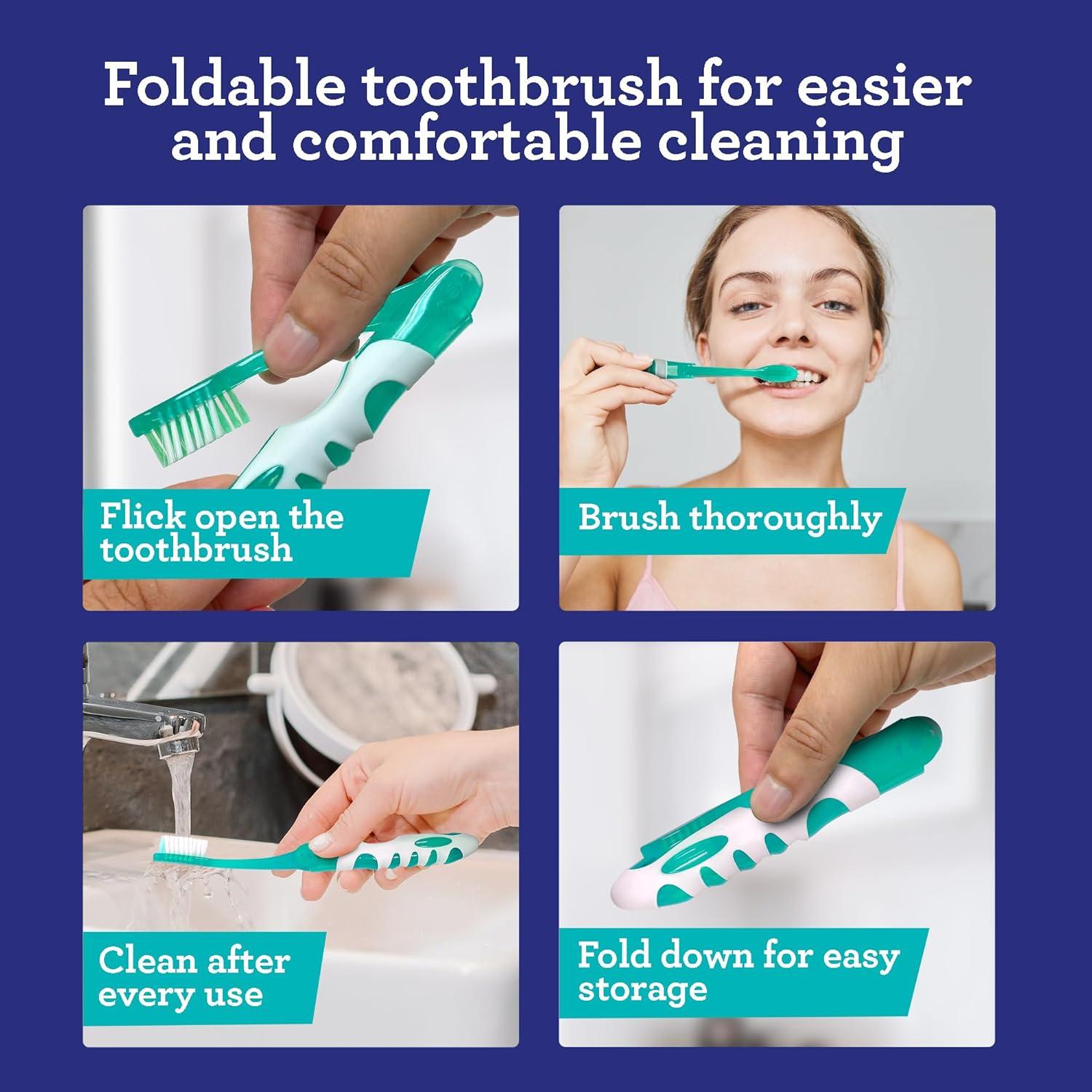 imageGuruNanda Folding Toothbrush with Builtin Cover Perfect for Travel Hiking ampamp Camping Compact ampamp Portable OnTheGo Toothbrush with Soft Bristles ampamp Ergonomic Handle for Adults ampamp Kids 1 Count