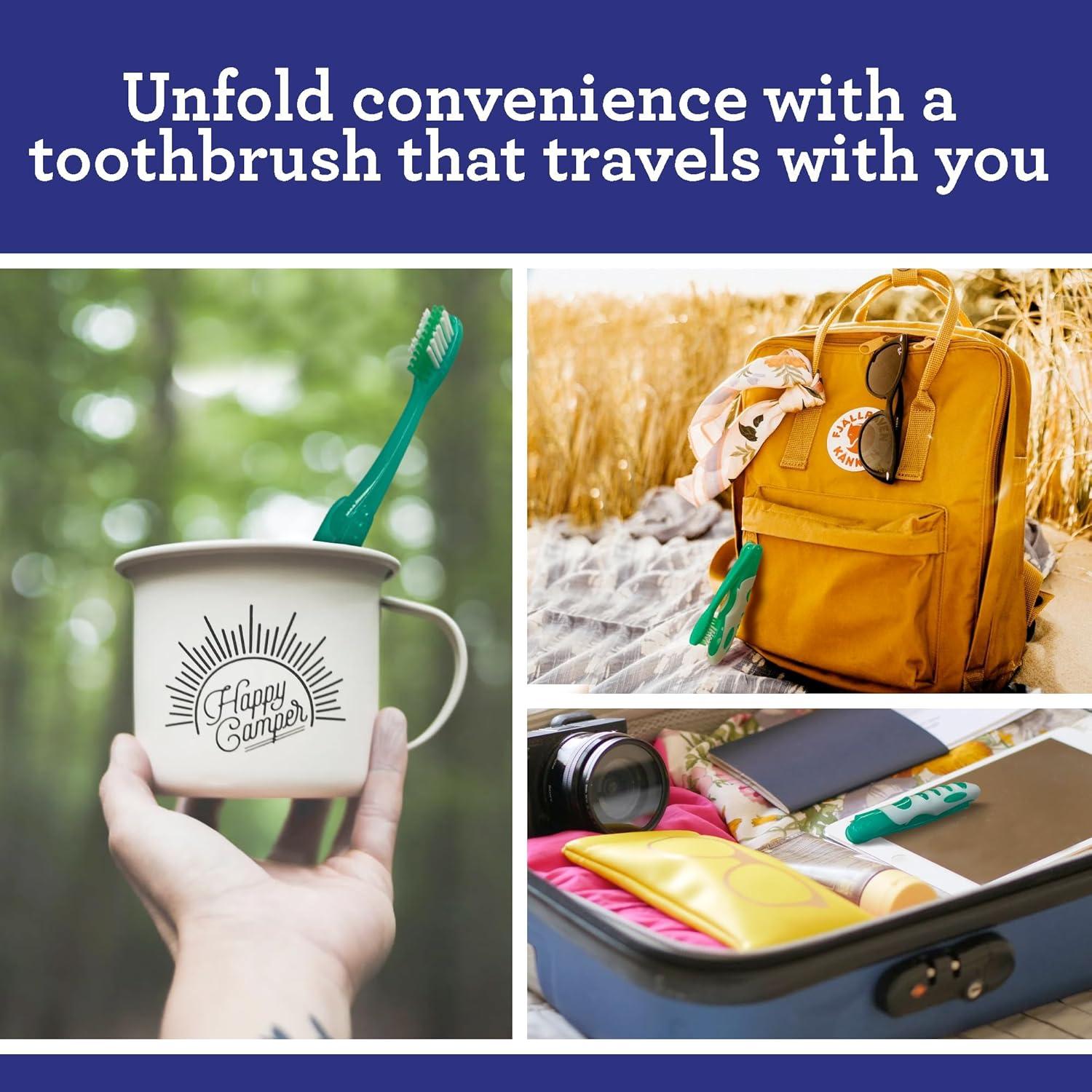 imageGuruNanda Folding Toothbrush with Builtin Cover Perfect for Travel Hiking ampamp Camping Compact ampamp Portable OnTheGo Toothbrush with Soft Bristles ampamp Ergonomic Handle for Adults ampamp Kids 1 Count