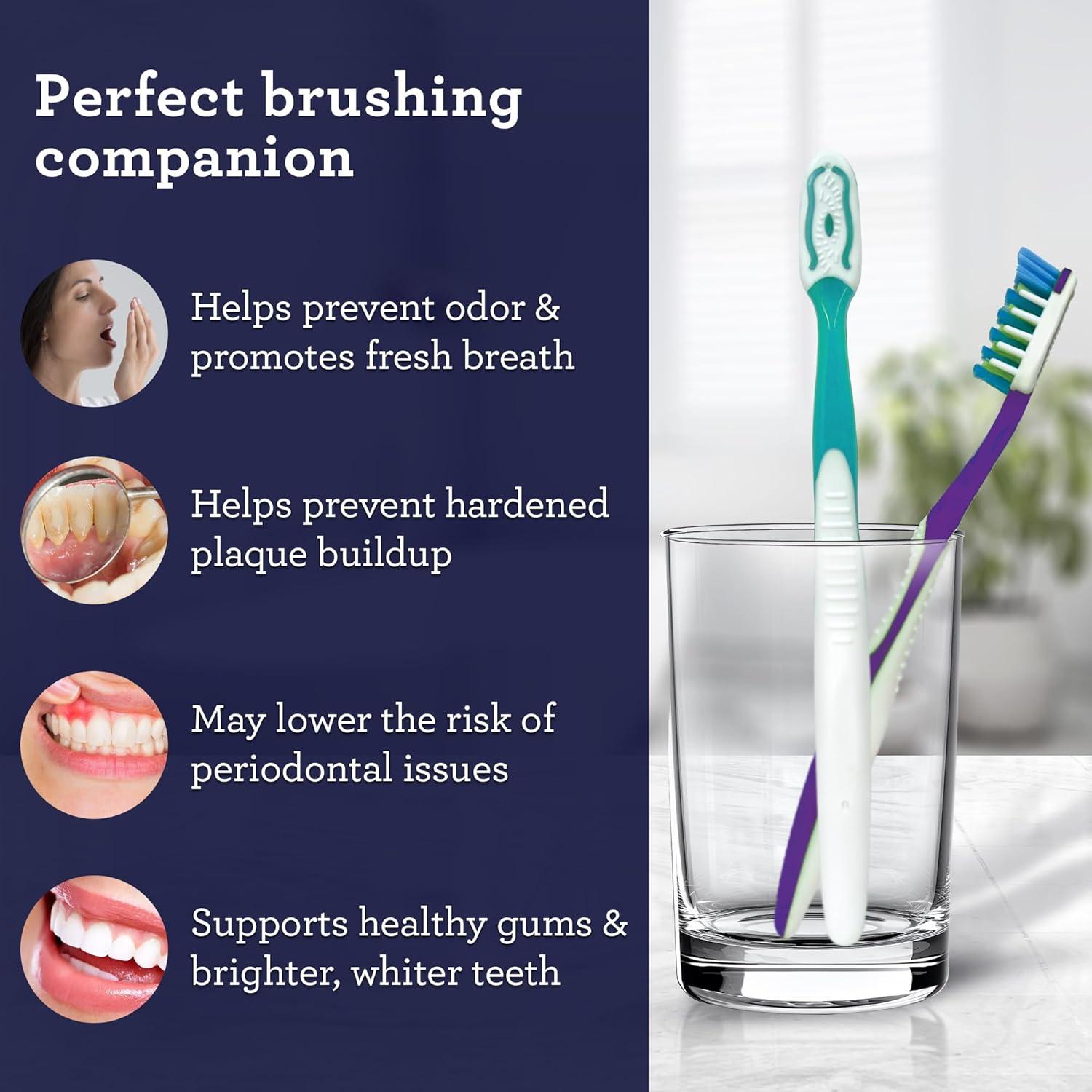 imageGuruNanda MultiAction Toothbrush with Tongue Cleaner Soft Bristles for Sensitive Teeth ampamp Gums Assorted Colors Pack of 8