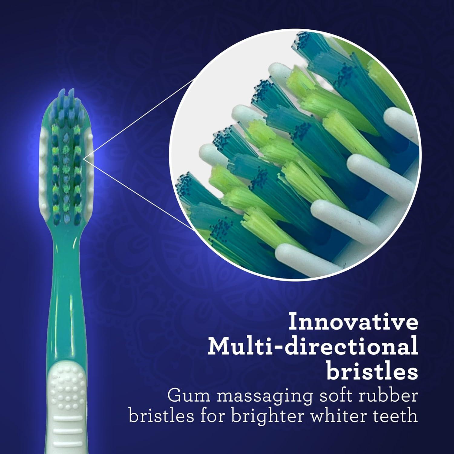 imageGuruNanda MultiAction Toothbrush with Tongue Cleaner Soft Bristles for Sensitive Teeth ampamp Gums Assorted Colors Pack of 8