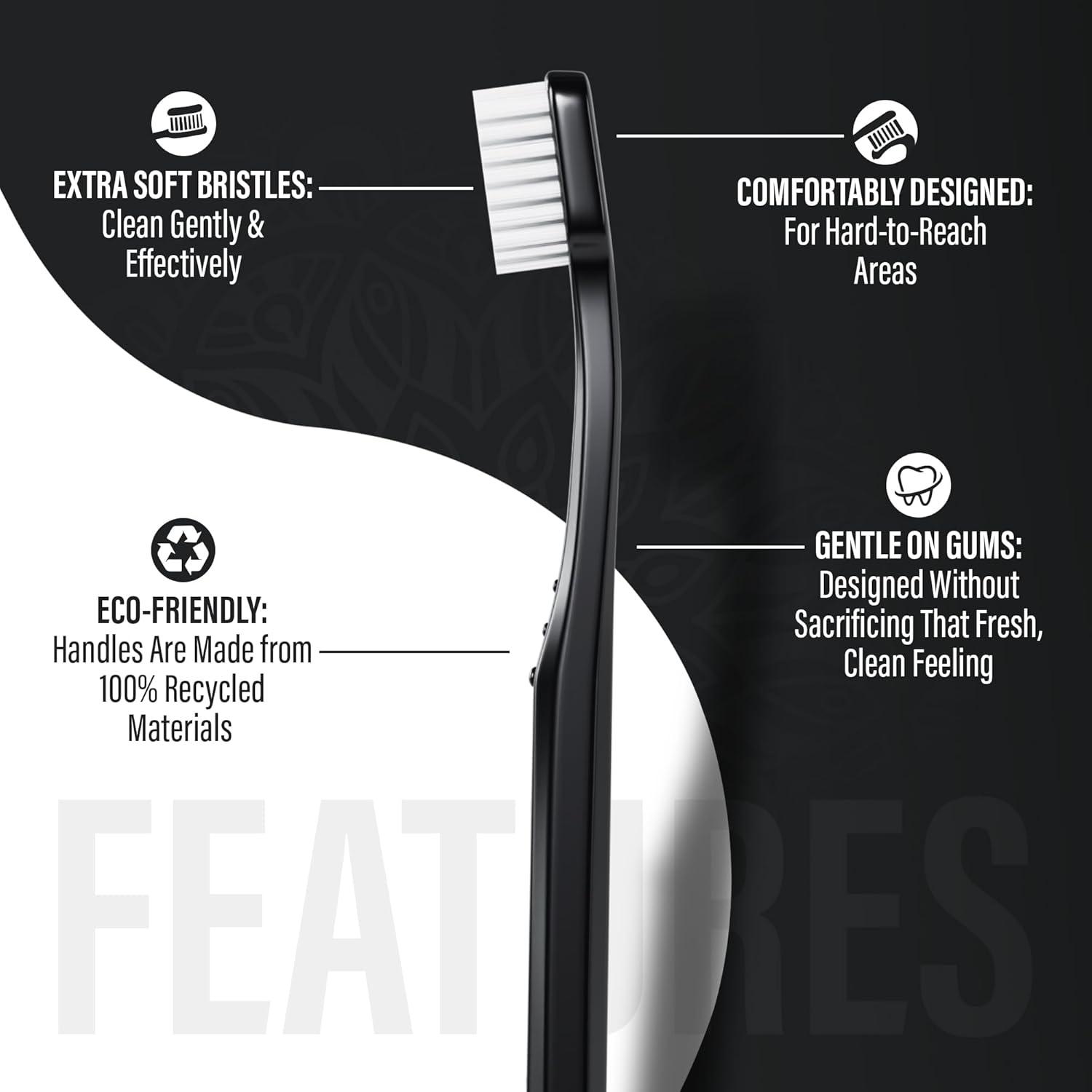 imageGuruNanda Yin ampamp Yang Toothbrush with Extra Soft Bristles Promotes Gentle Balanced Oral Hygiene for a Brighter ampamp Happier Smile Eco Friendly BPA Free 2 Count