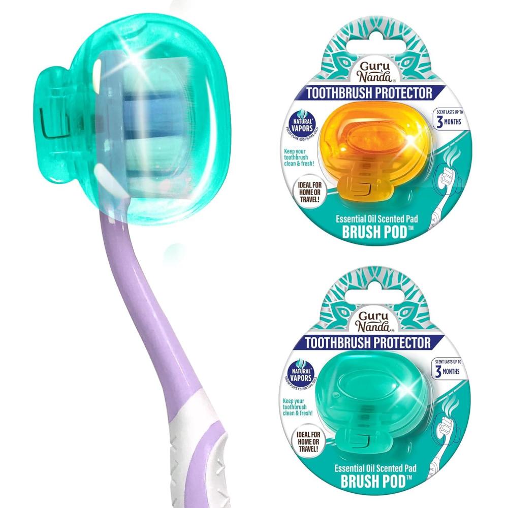 imageGuruNanda Brush Pods  Toothbrush Cover for Manual ampamp Electric Toothbrush Keeps Toothbrush Fresh ampamp Clean Travel Accessories with Natural Essential Oil Vapors 1 PackPack of 2