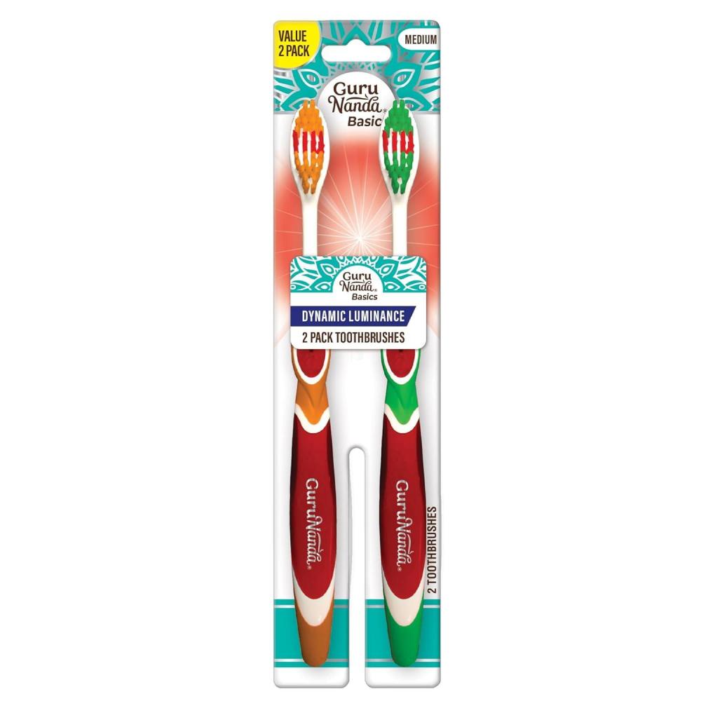imageGuruNanda Dynamic Luminance Toothbrushes Medium Bristles for Plaque Removal Gentle on Teeth ampamp Gums Ideal for Kids ampamp Adults Pack of 2