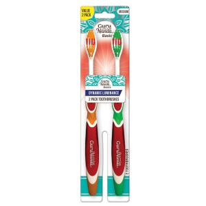 GuruNanda Dynamic Luminance Toothbrushes – Medium Bristles for Plaque Removal – Gentle on Teeth & Gums – Ideal for Kids & Adults – Pack of 2